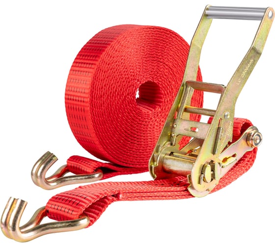 Стяжка груза SKYWAY 7,0т 8,0м STAFF 50мм красный храповый механизм с крюками полиэстер 1шт S03601045