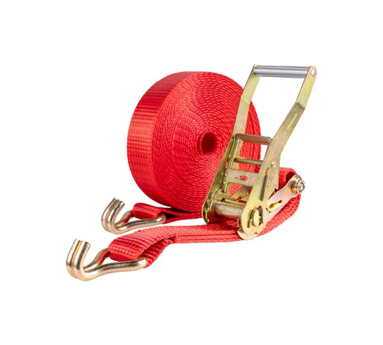 Стяжка груза SKYWAY 7т 12м STAFF 50мм красный храповый механизм с крюками полиэстер 1шт S03601047