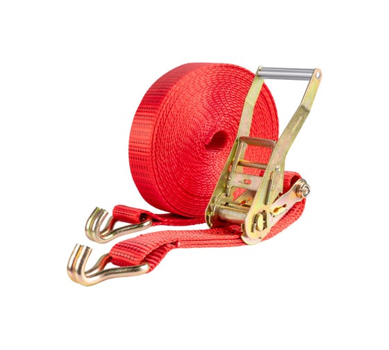 Стяжка груза SKYWAY 7,0т 10,0м STAFF 50мм красный храповый механизм с крюками полиэстер 1шт S03601046