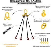Цепной четырехветвевой строп с крюками укоротителями КанТраст 4СЦ 6,7/5000 4STS6705000R