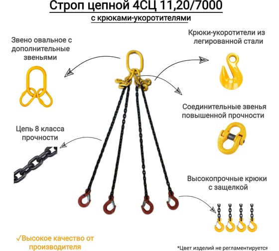 Цепной четырехветвевой строп с крюками укоротителями КанТраст  4СЦ 11,2/7000 4STS11207000R