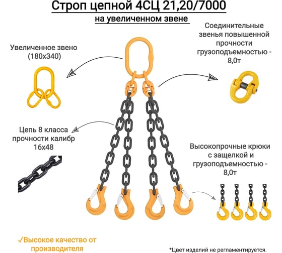 Цепной четырехветвевой строп КанТраст  на увеличенном звене (180x340) 4СЦ 21,2/7000 4STSUVZ2127000