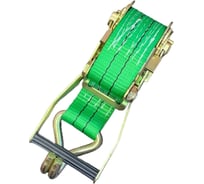 Стяжной ремень ТРАСТ 5 тн, короткая часть с трещеткой и крюком (зеленый) 4687203698669