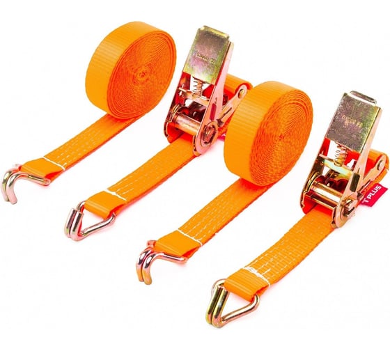 Комплект стяжных ремней Tplus 1/2 т, 4 м, ширина ленты 25 мм, 2 шт. T017868