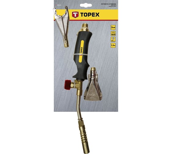Газовая горелка, 3 насадки, шланг 1.5 м TOPEX 44E111
