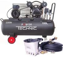 Штукатурная проф. мини-станция с компрессором POWER TECHNIC 100 л, 220 В, 2.2 кВт, до 50 кв.м./ч. ЕК-1PTS 100 15