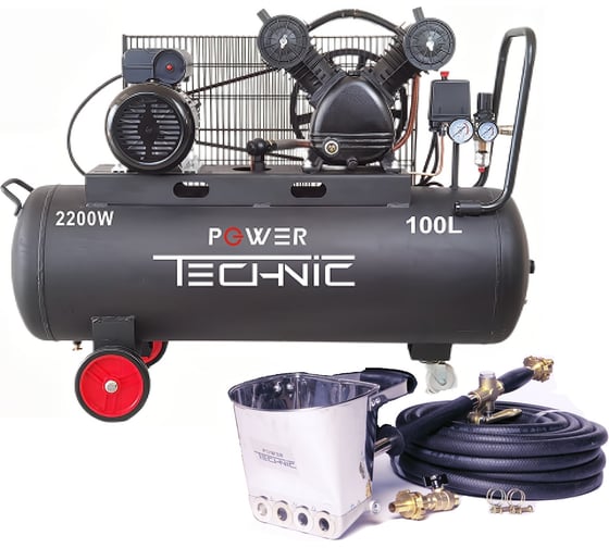 Штукатурная проф. мини-станция с компрессором POWER TECHNIC 100 л, 220 В, 2.2 кВт, до 50 кв.м./ч. ЕК-1PTS 100 15 1