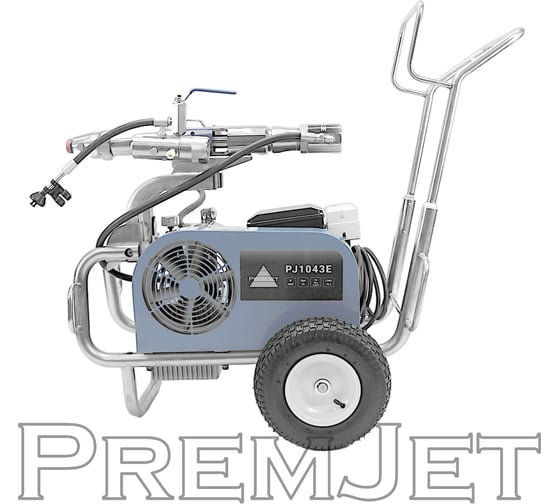 Аппарат окрасочный с электроприводом PremJet 10 л/мин, 230 бар, линейный краскопульт, рукав 3/8 15 м, поводок 1/4 2.5 м PJ1043E
