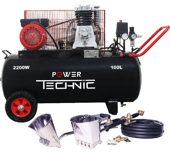 Штукатурная проф. мини-станция с компрессором POWER TECHNIC 100 л, 220 в, 2,2 квт, до 60 кв.м./ч EK-2PTS 100 25 1