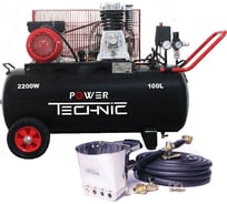 Штукатурная проф. мини-станция с компрессором POWER TECHNIC 100 л, 220 в, 2,2 квт, до 60 кв.м./ч EK-1PTS 100 25