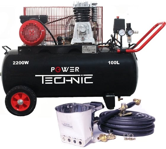 Штукатурная проф. мини-станция с компрессором POWER TECHNIC 100 л, 220 в, 2,2 квт, до 60 кв.м./ч EK-1PTS 100 25 1