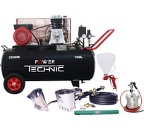 Штукатурная проф. мини-станция с компрессором 100 л POWER TECHNIC 220 в, 2,2 квт, до 60 кв.м/ч EK-4PTS 100 25