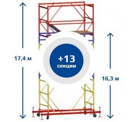 Вышка тура Sebmet ВСР-5, 1.6x1.6, Нобщ.=17.4м TD01151616174