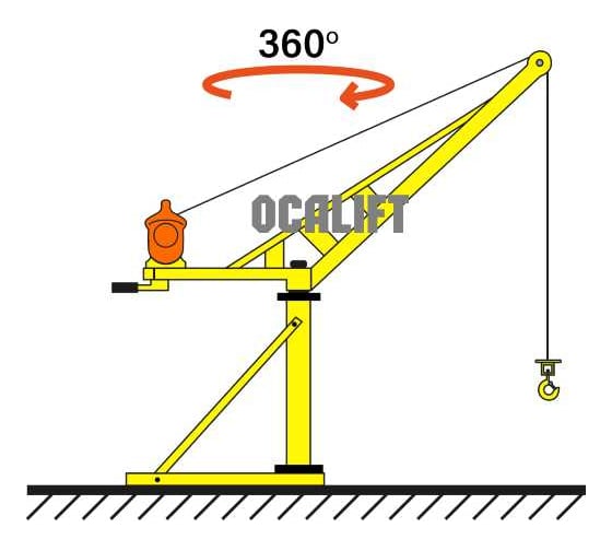 Поворотный мини кран с лебедкой OCALIFT KADET 300 кг, 60 м, 220В mini-130-300602