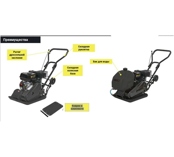 Виброплита Zitrek Z3K62 (Loncin 160F; 57 кг; упл.250 мм; с ковриком для виброплиты) 091-0201-2