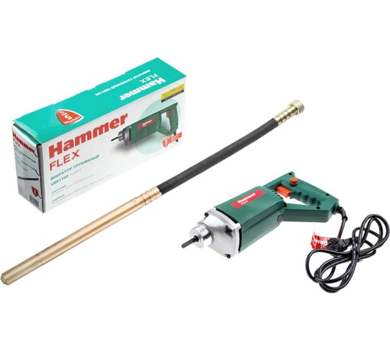Глубинный вибратор HAMMER Flex VBR1100 1100 Вт, 4000 об/мин + вал 1 метр 597851