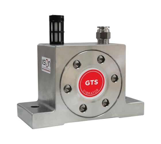 Пневматический вибратор турбинный XSON из нержавеющей стали, рабочее давление: 2...6 бар, частота: 11 980...17 100 Гц, сила вибрации: 2 150...5 600 H, потреб. воздуха: 188...465 л/мин, раб. темп: -20…+150 С, присоединение: G 1/4 -GTS-25 XSON-GTS-25 1