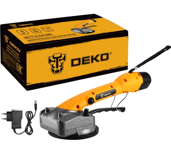 Аккумуляторная виброприсоска для укладки плитки DEKO DKTT12 12 В, 2x2.0 Ач 063-4417