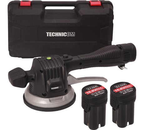 Виброприсоска для укладки плитки TECHNICOM аккумуляторная, 16,8В, 6000 мАч, чаша 145мм, 100-12000 об/мин, нагрузка 100 кг TC-P0116