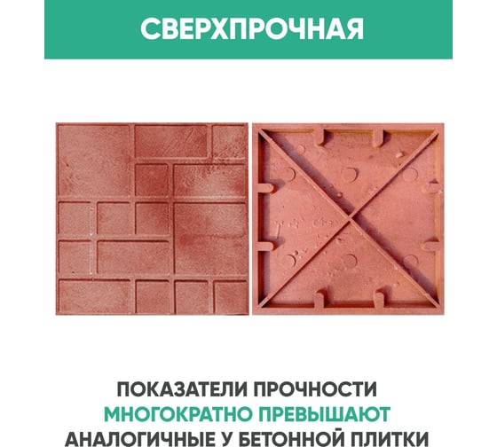 Тротуарная ППК плитка Neoкомпозит Стандарт "8 кирпичей", 330x330x20 мм, красный, комплект 5 шт. ПТС-20 8К Т5