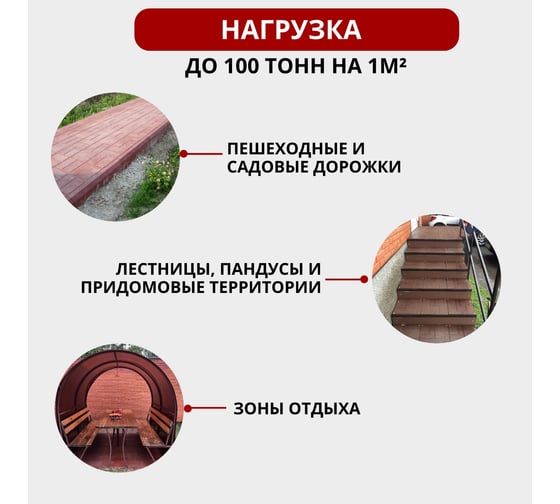 Тротуарная плитка NeoКомпозит ппк стандарт "10 кирпичей" 330x330x20 мм, терракотовый, комплект 9 шт. ПТС(Т)-20 10КТ9