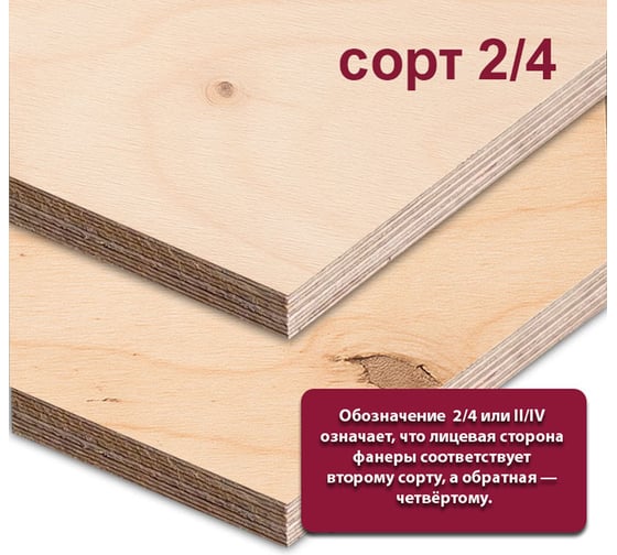 Фанера ФК березовая MW 10 мм, 1 лист 1525x760 мм, сорт II/IV (Ш2) ФК-Б-ШК-2/4-10-1525-760