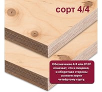 Фанера ФК березовая MW 18 мм, 1 лист 1525x760 мм, сорт IV/IV (НШ) ФК-Б-НШ-4/4-18-1525-760