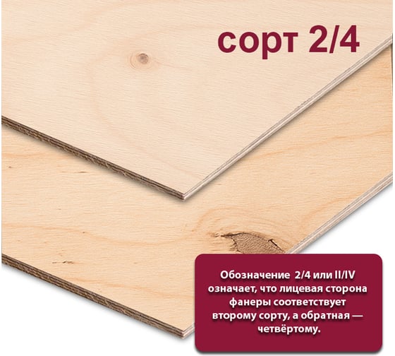 Фанера ФК березовая MW 4 мм, 1 лист 1525x760 мм, сорт II/IV (Ш2) ФК-Б-ШК-2/4-4-1525-760