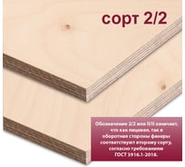 Фанера ФСФ березовая MW 12 мм, 1 лист 2440x1220 мм, сорт II/II (Ш2) ФСФ-Б-ШК-2/2-12-2440-1220