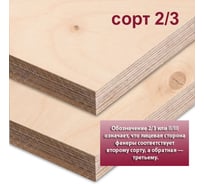 Фанера ФСФ березовая MW 15 мм, 1 лист 2440x1220 мм, сорт II/III (Ш2) ФСФ-Б-ШК-2/3-15-2440-1220