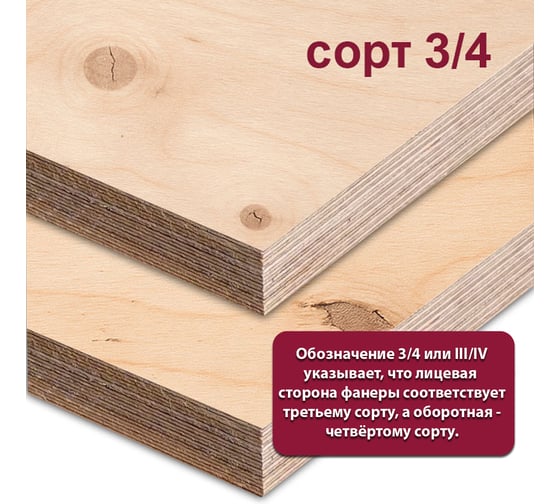 Фанера ФСФ березовая MW 18 мм, 1 лист 2440x1220 мм, сорт III/IV (Ш2) ФСФ-Б-ШК-3/4-18-2440-1220 1