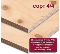 Фанера ФСФ березовая MW 9 мм, 1 лист 2440x1220 мм, сорт IV/IV (НШ) ФСФ-Б-НШ-4/4-9-2440-1220