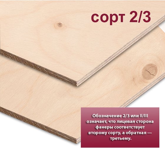 Фанера ФСФ березовая MW 6 мм, 1 лист 2440x1220 мм, сорт II/III (Ш2) ФСФ-Б-ШК-2/3-6-2440-1220