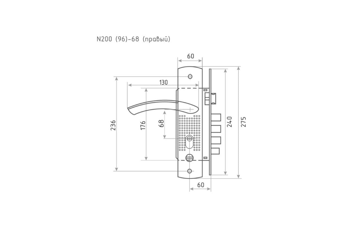врезной замок нора м n200 96 правый мат никель 15557