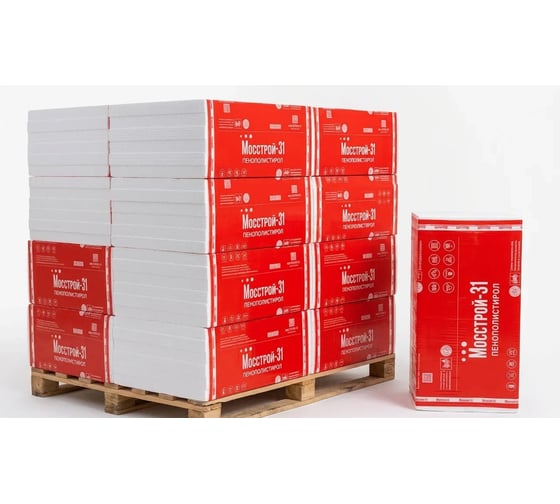 Пенополистирол Мосстрой-31 ППС 13Ф, 1000x1000x100 мм, 288 шт. 4607940750857