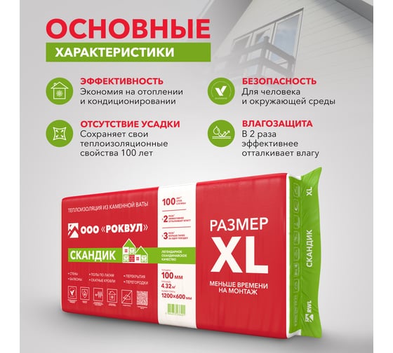 Теплоизоляционная плита RWL ЛАЙТ БАТТС СКАНДИК XL 100 мм 171956