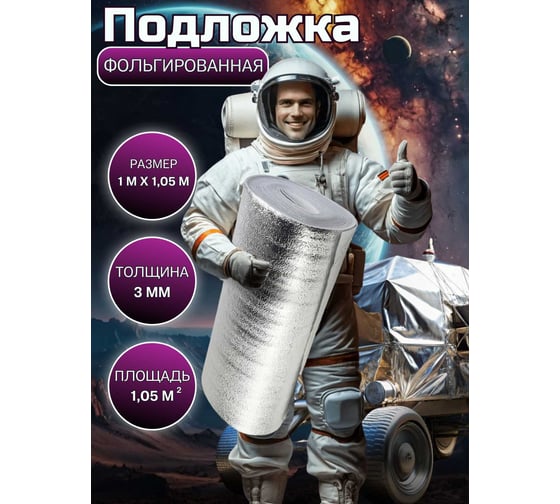 Подложка с отражающим слоем Доминар лавсан, profi 3 мм 1,05x1 м X90406