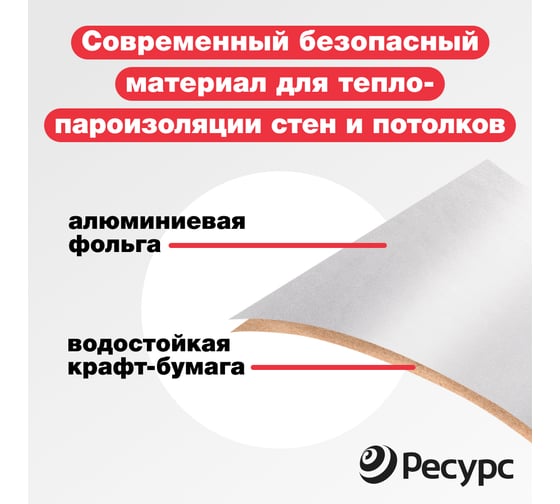 Утеплитель АФБ фольга на бумаге 1,2 м х 25 м Алюфом 16433