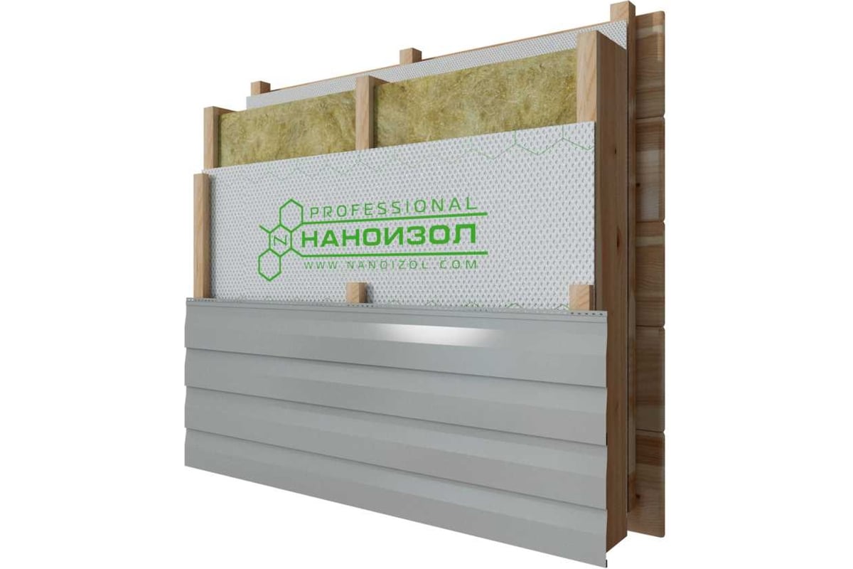Ветро-влагозащитная паропроницаемая мембрана НАНОИЗОЛ A 100 PROF 70м2 ...