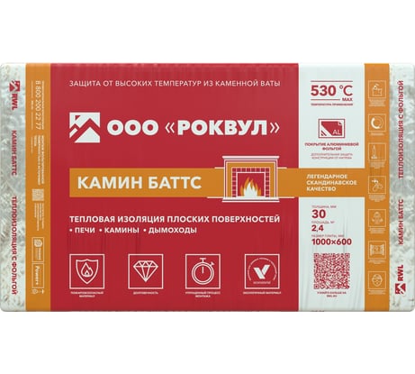Теплоизоляция RWL КАМИН БАТТС 1000x600x30 ГП-223361