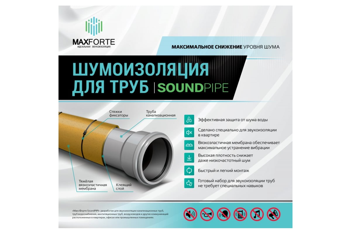 Шумоизоляция для труб SoundPIPE MAXFORTE 1000045