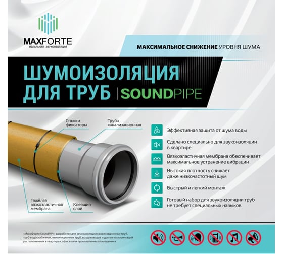 Шумоизоляция для труб SoundPIPE MAXFORTE 1000045