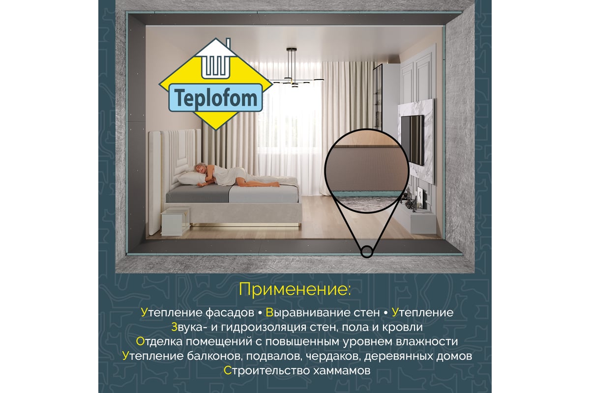 Теплоизоляционная панель Teplofom+ 2500x600x40мм 40XPS-02 - выгодная цена,  отзывы, характеристики, фото - купить в Москве и РФ