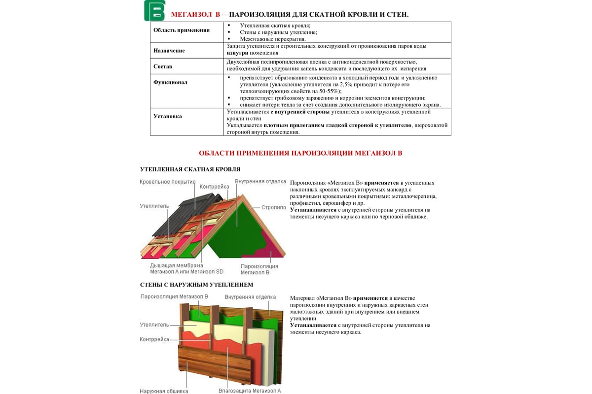 Пароизоляция Мегаизол В (1,6х43,75 м, 70 кв.м) 3480022