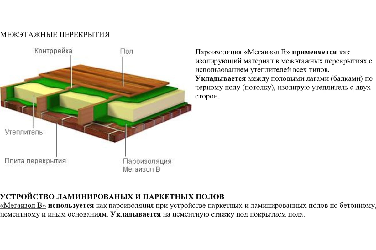 Пароизоляция Мегаизол В (1,6х43,75 м, 70 кв.м) 3480022 - выгодная цена,  отзывы, характеристики, фото - купить в Москве и РФ