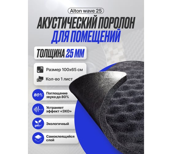 Шумоизоляция для дома SGM акустический поролон Alton wave 25 SGM.ALT.25.1