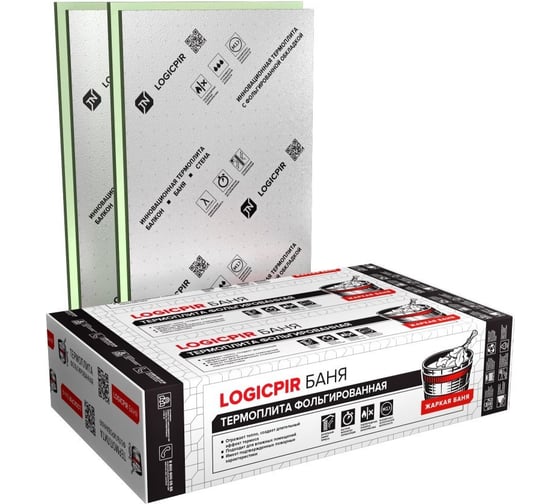 Плита теплоизоляционная LOGICPIR Технониколь Баня Ф/Ф L-1190х590х40 (4,213м2 0,17м3) 120 шт/пал 4508506350569