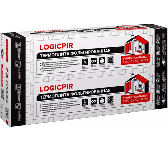 Плита теплоизоляционная Технониколь LOGICPIR Ф/Ф L-1190х590х50 3,5105м2, 90 шт/пал 4501193140529 1