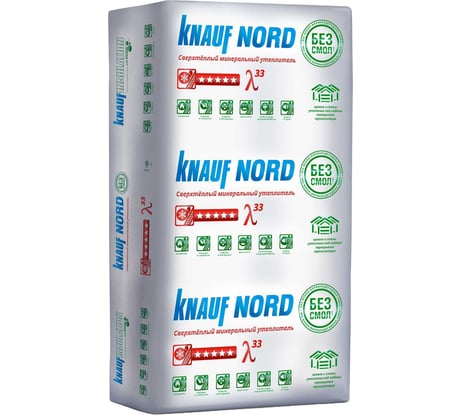 Утеплитель Knauf Insulation KNAUF NORD (50x600x1250 мм; 9 кв. м; 12 плит в упаковке) 728445