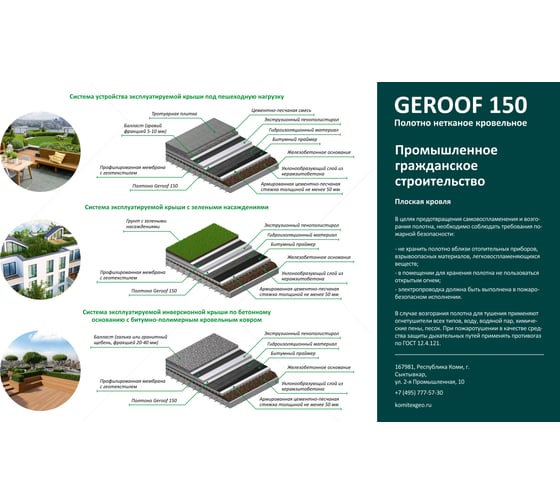 Полотно нетканое кровельное Geroof 150 2x50 м, цвет, ПЭ СG1.370.150.03/200